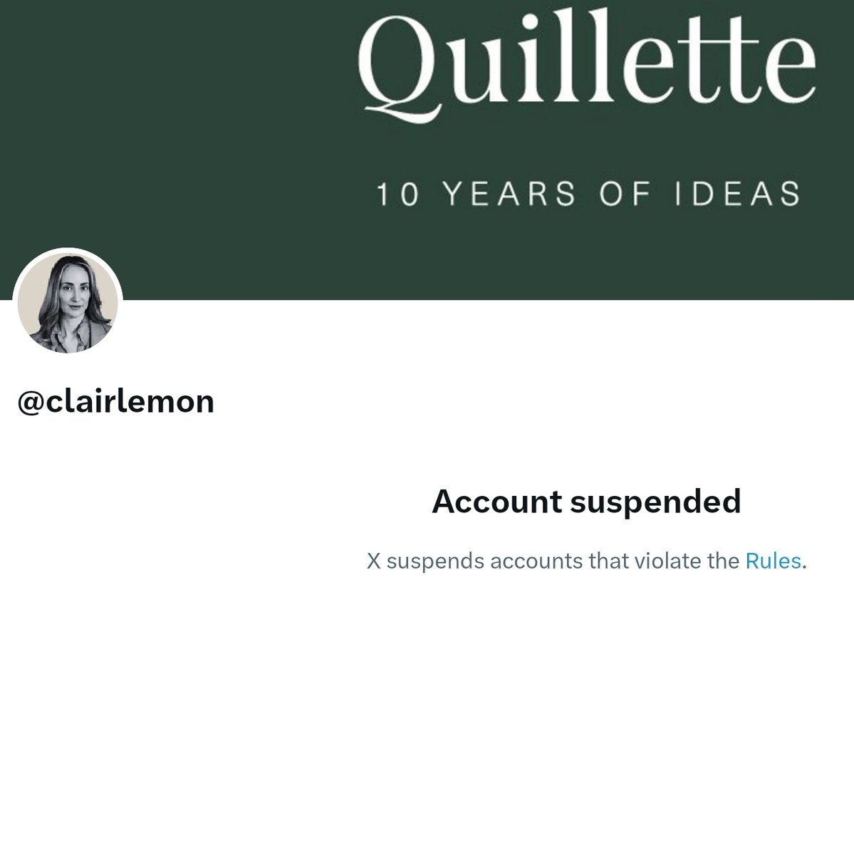 I’ve had my disagreements with Claire Lehmann recently, but in what world is it normal that a brilliant centrist writer manages to “break the rules” on a site where open admirers of the Third Reich never get suspended? Mad.