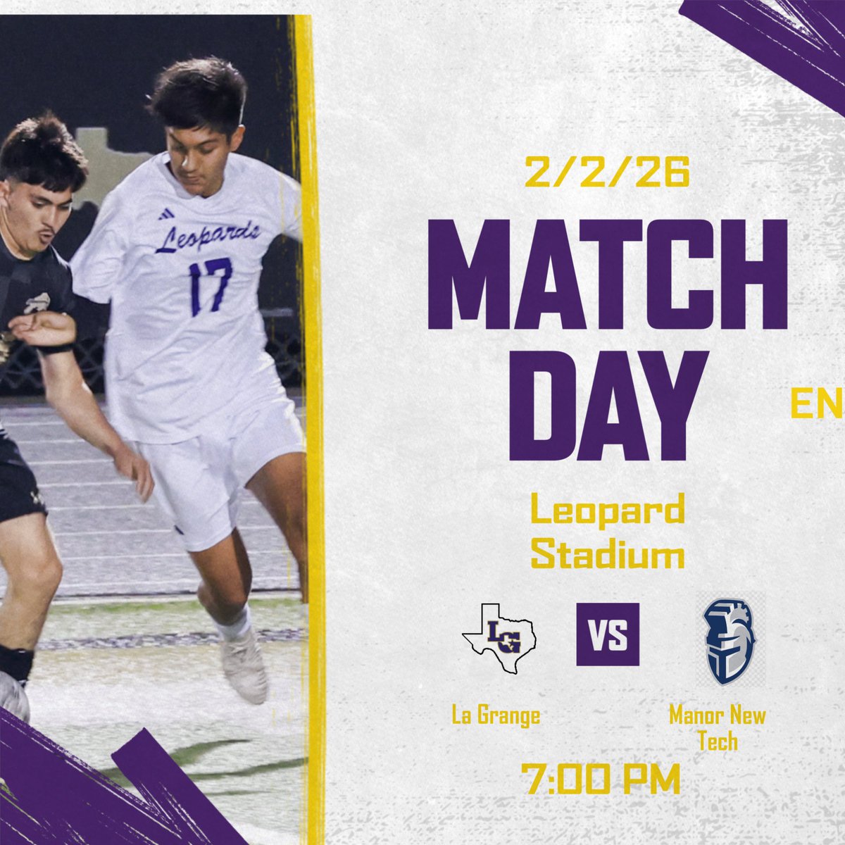 Match day! The Leopards take on Mankr Nee Tech. JV will start at 5:15 and varsity will start at 7