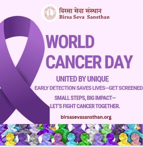 BirsaSeva's tweet photo. 🎗️ World Cancer Day |
 United by Unique | 
Early detection saves lives—get screened.
Small steps, big impact—let’s fight cancer together.
 Birsa Seva Sansthan 
#WorldCancerDay #UnitedByUnique #CancerAwareness #EarlyDetection #HealthForAll #Jharkhand #BirsaSevaSansthan https://t.co/D350w6N5Ql