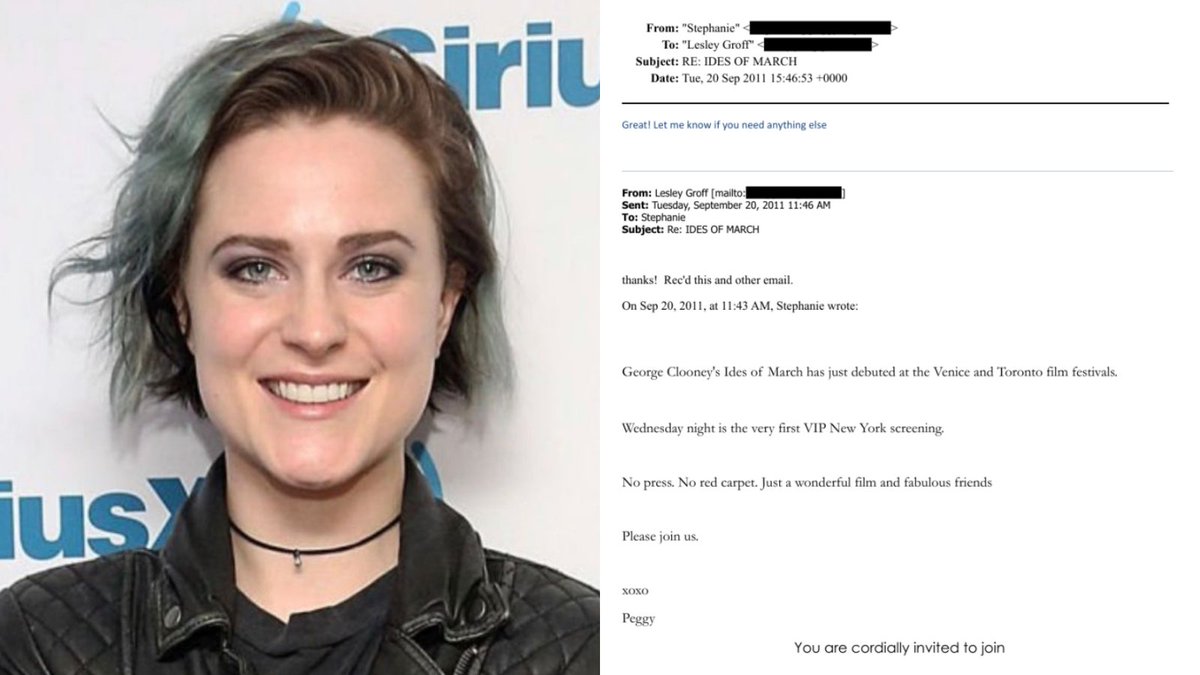 People are obsessing over a random Marilyn Manson email catfish from Jan 2025 in the Epstein files.

But Manson isn't actually in Epstein's emails—Evan Rachel Wood is.

Epstein was invited to 2 premieres and attended 1.

She wasn't dating Manson then, according to her testimony.