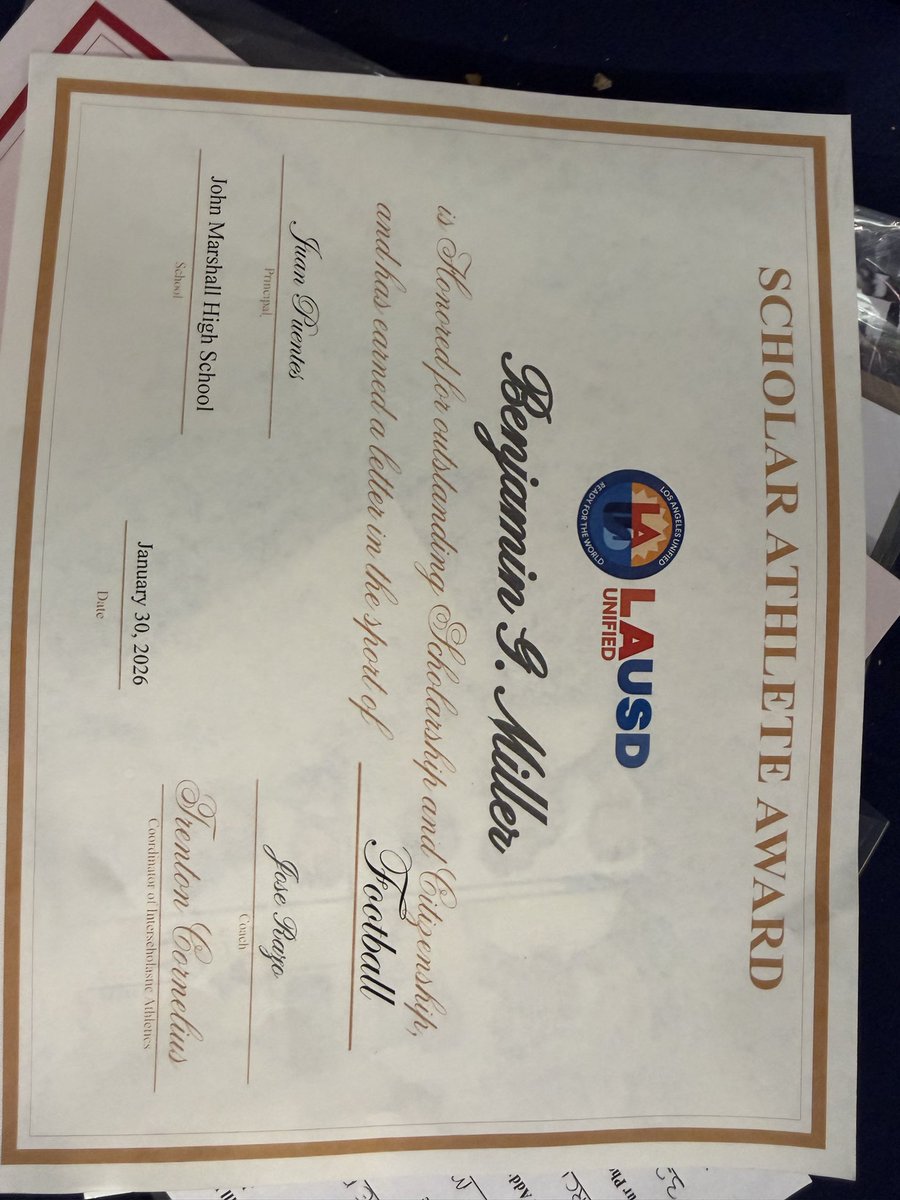 End of season awards, scholar athlete, all city WR, League WR and  coaches award