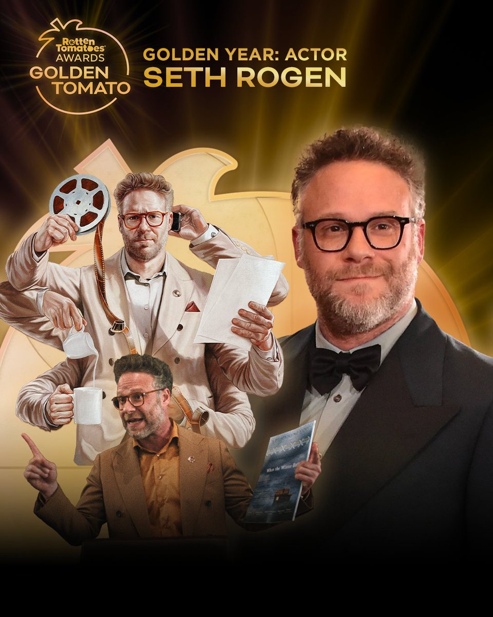 RottenTomatoes's tweet image. Thank you for all the laughs this year Seth Rogen!

Congratulations to #TheStudio and #Platonic star for winning the Golden Year Award for his great work in 2025.
editorial.rottentomatoes.com/article/rotten…