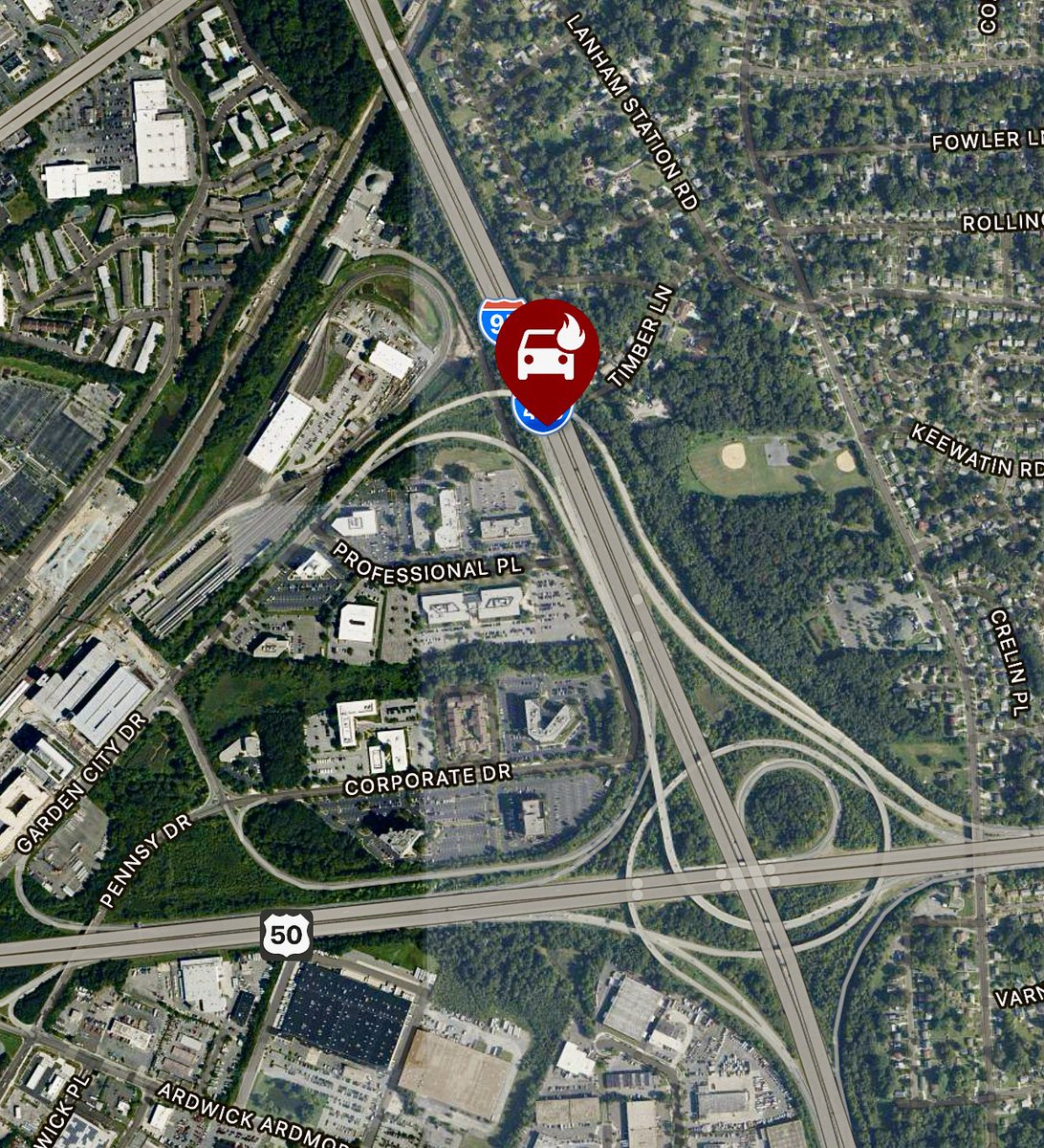 Vehicle fire, 1:24pm Inner Loop of 495 at RT 50. PGFD units on scene of vehicle on fire. Fire is out, no injuries to report. Please be aware of emergency response &amp; expect delays in the area.
