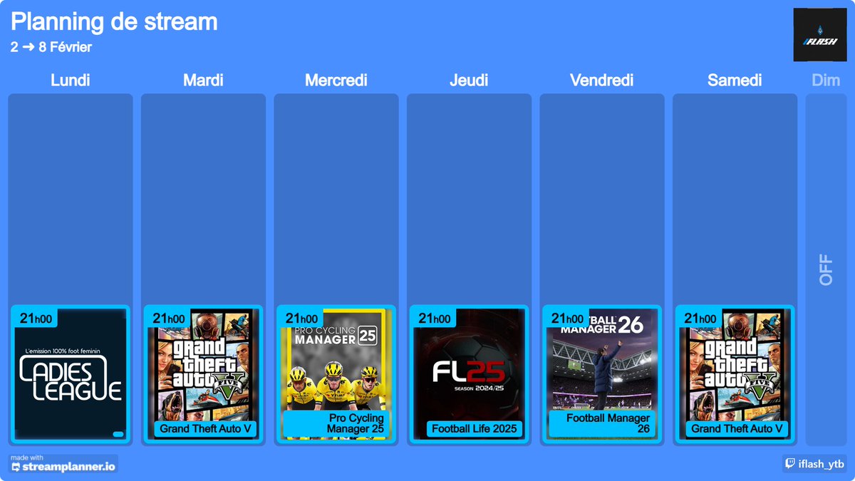 Planning de la semaine