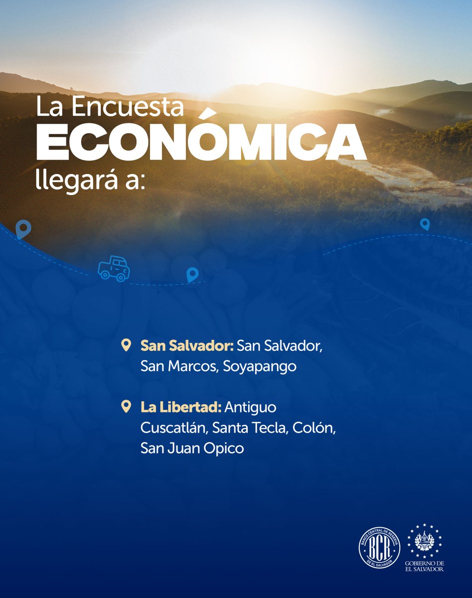 bcr_sv's tweet image. 📢 Te compartimos la ruta de esta semana por parte de nuestros gestores de información para las encuestas de Precios, Económica, Turismo y Hogares de Propósitos Múltiples.
