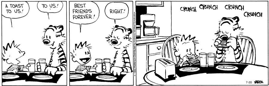 Back when life was simple! 🍞
#CalvinandHobbes #BestFriends