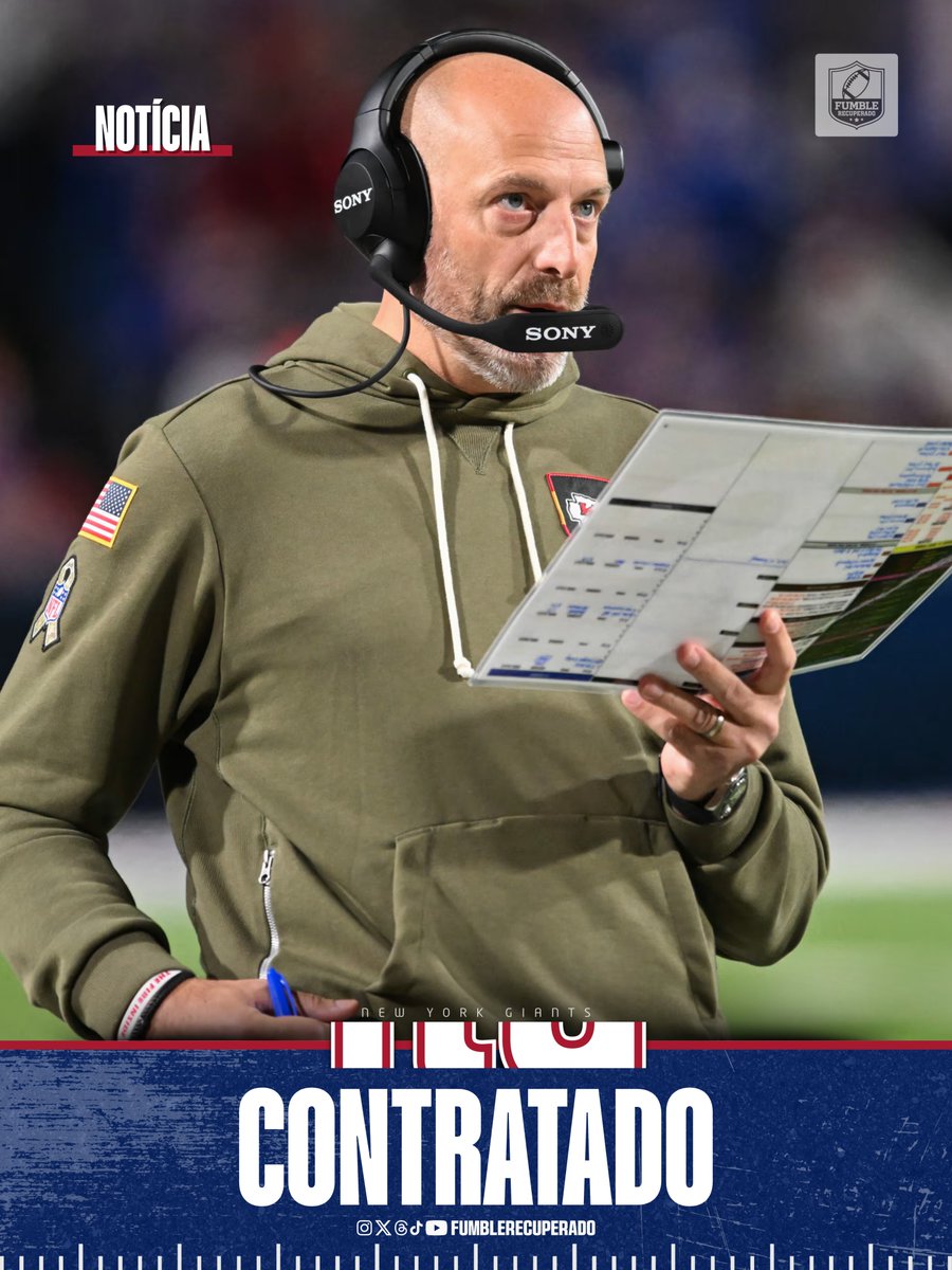 FumbleRec's tweet photo. MATT NAGY É O NOVO OC DOS GIANTS ⚡

O New York Giants contratou Matt Nagy como coordenador ofensivo. O ex-OC dos Chiefs integra o novo staff de John Harbaugh. Nagy trabalhará com o quarterback Jaxson Dart na temporada de 2026.

#FumbleRecuperado #NFLBrasil #NYGiants https://t.co/HRNvukBwNJ