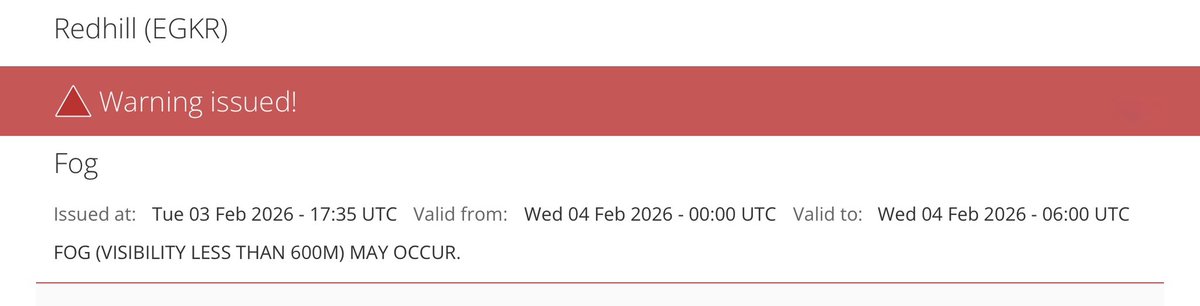 ⚠️ Fog warning issued for the early hours of Wednesday morning. 🌫️