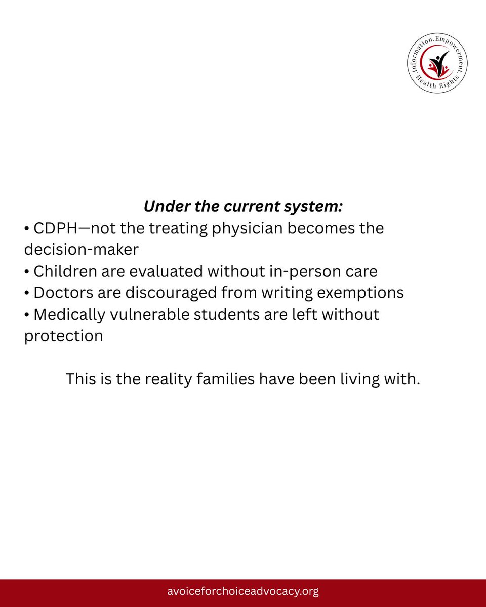 avoiceforchoice's tweet photo. This didn’t happen overnight.

After years of AVFCA advocacy, Senator Ben Allen has formally asked CDPH for transparency on how medical exemptions are reviewed, revoked, and enforced in California schools.

This letter reflects long-standing concerns AVFCA has raised about physician oversight, centralized decision-making, and the impact on medically vulnerable students.

📄 Read the full letter:
👉 https://t.co/r6mvwFfApH

AVFCA will continue pressing for accountability, physician-led care, and protections for California families.