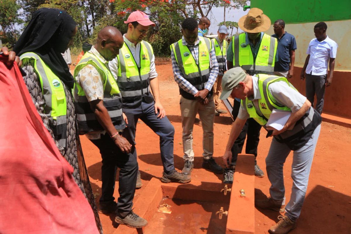 AgricMarsabit's tweet photo. The joint delegation from the Department of Agriculture, KfW Development Bank Mission, the State Department of Irrigation and the National Treasury later visited Jaldesa Primary School to assess ongoing water infrastructure interventions at the institution. https://t.co/oi7JOtioYH