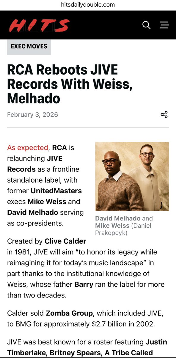 Wow JIVE Records back !