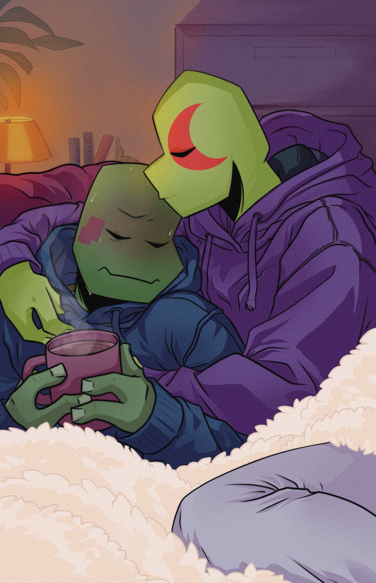 Cuddles and tea for a sick genius

💜💙 #tcest #rottmnt #leotello