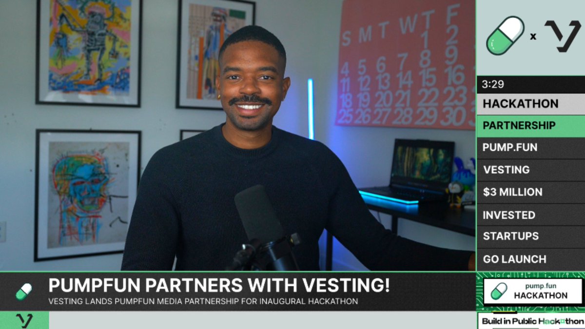 $3 MILLION DOLLAR STARTUP HACK-A-THON?

Excited to announce that my media company <a href="/vesting_tv/">Vesting ⚡</a> has partnered with <a href="/Pumpfun/">Pump.fun</a> to provide exclusive media coverage of the Pumpfun Hackathon (Season 1).

A new market driven initiative for founders and builders.

We will be:
→ Chatting