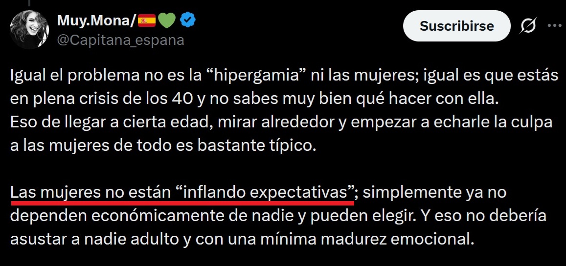 Recordad, las mujeres no están inflando sus expectativas...