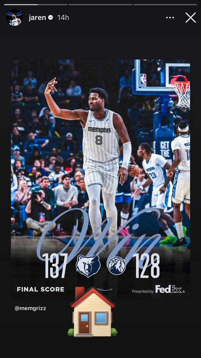 Jaren Jackson Jr. on Instagram last night:

“🏠”

The NBA is a brutal business. 😢