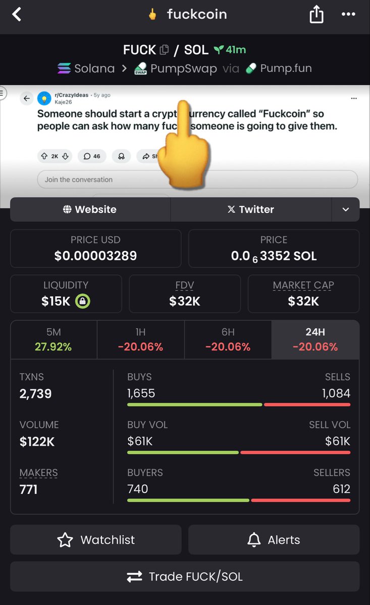 The OG $FUCKCOIN on pump 

CA:

wqeRJxq3MScnhJMDyyeQVXuKx3bDpKg2A7soY8Tf9S4

Launched 2 years ago 

The OG dev came back to tell us how many fucks he gives

So much higher 

Fuck you 🖕