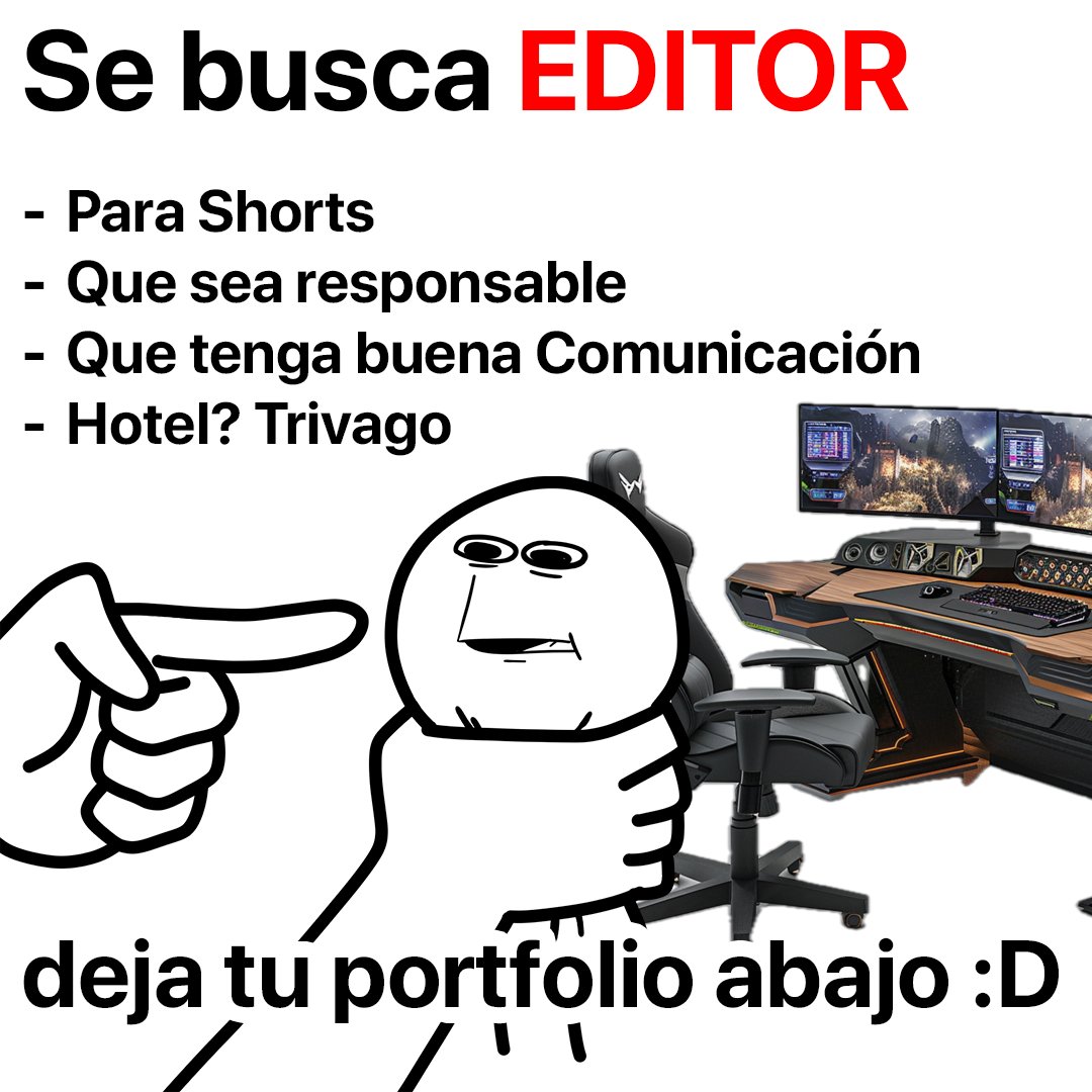 ponifyBro's tweet photo. SE BUSCA EDITOR !!!🚨

estoy buscando editor para short

referencias al trabajo que busco:
- https://t.co/d5OytCnxq9
- https://t.co/orC87ofNg8

(trabajo remunerado, se discute en privado)

📣 Si conoces a alguien que haga este tipo de trabajo, ¡etiquétalo! https://t.co/dePs2CdaOc