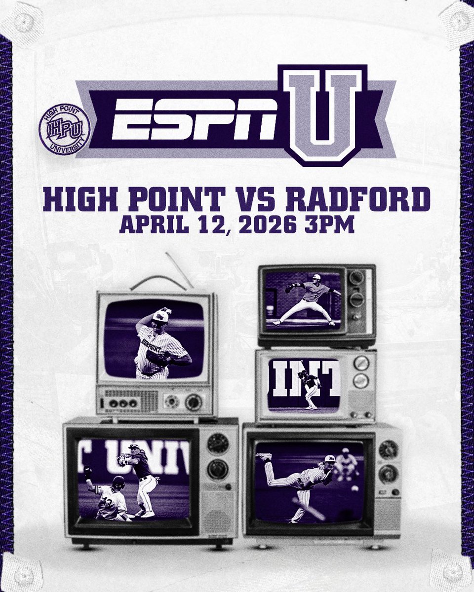 Catch us on national television when we host Radford on Sunday, April 12 at 3:00 PM! 📺

#GoHPU