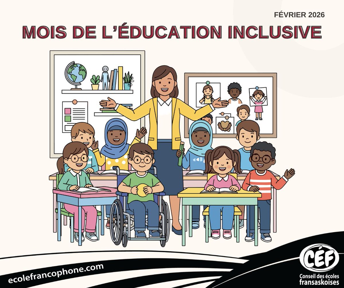 Au CÉF, nous favorisons une éducation inclusive, équitable et accessible à tous. Bon Mois de l'éducation inclusive à toutes et à tous !
#céf #écolefrancophone #saskatchewan #moisdeleducationinclusive #février2026