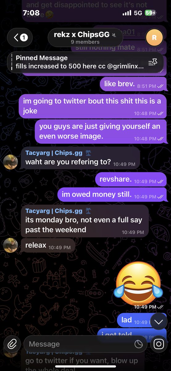 kick_rekztv's tweet image. welp. I guess @chipsgg are scamming once again. drop me half way through my deal for cashing out too much, then after I ask for my revshare to be paid out early they refuse and tell me to wait till the start of the month.

Now 3 days later I still have not received any payment…