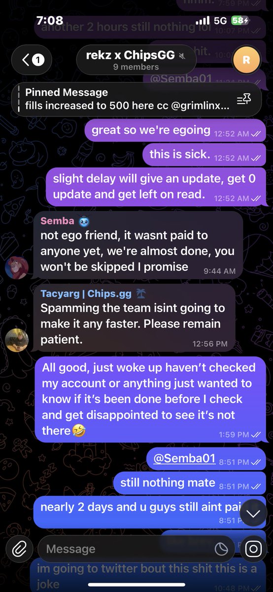 kick_rekztv's tweet image. welp. I guess @chipsgg are scamming once again. drop me half way through my deal for cashing out too much, then after I ask for my revshare to be paid out early they refuse and tell me to wait till the start of the month.

Now 3 days later I still have not received any payment…