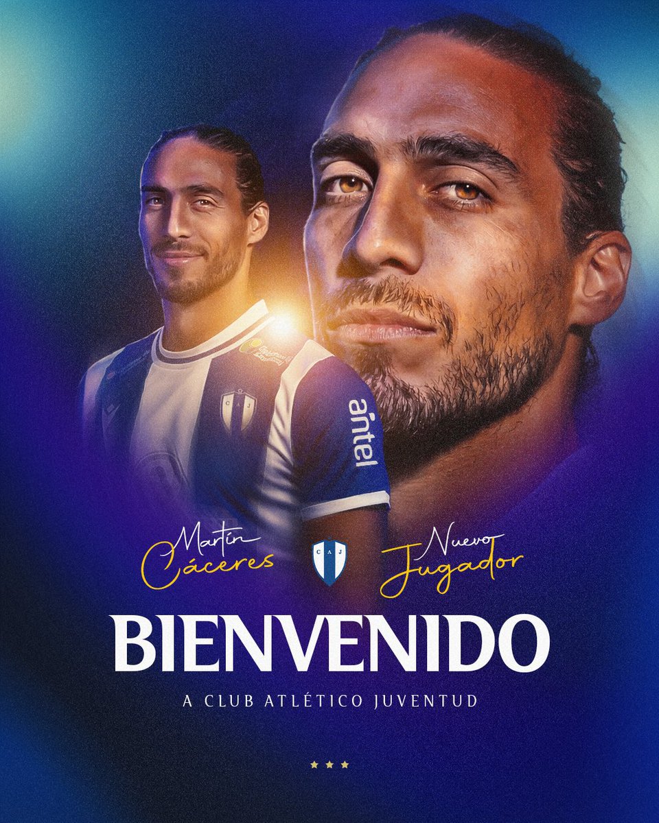 El central Martín Cáceres (38|🇺🇾|Ex1ª RC Recreativo de Huelva/FC Barcelona/Sevilla FC/Levante UD) libre tras acabar contrato en verano en el Club Libertad, ficha por el CA Juventud.