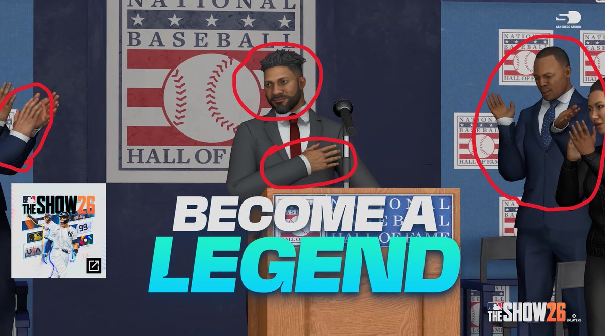 IPH33NIX's tweet photo. Character models have doll-like textures, static posing everywhere, and poor lighting. This is dated stuff with a few new animations and cutscenes, and they expect $70 for this??? Come on, SDS, I know you can do better! You guys have a talented team. #mlbts #mlbtheshow26 https://t.co/HAfSyJsQHE