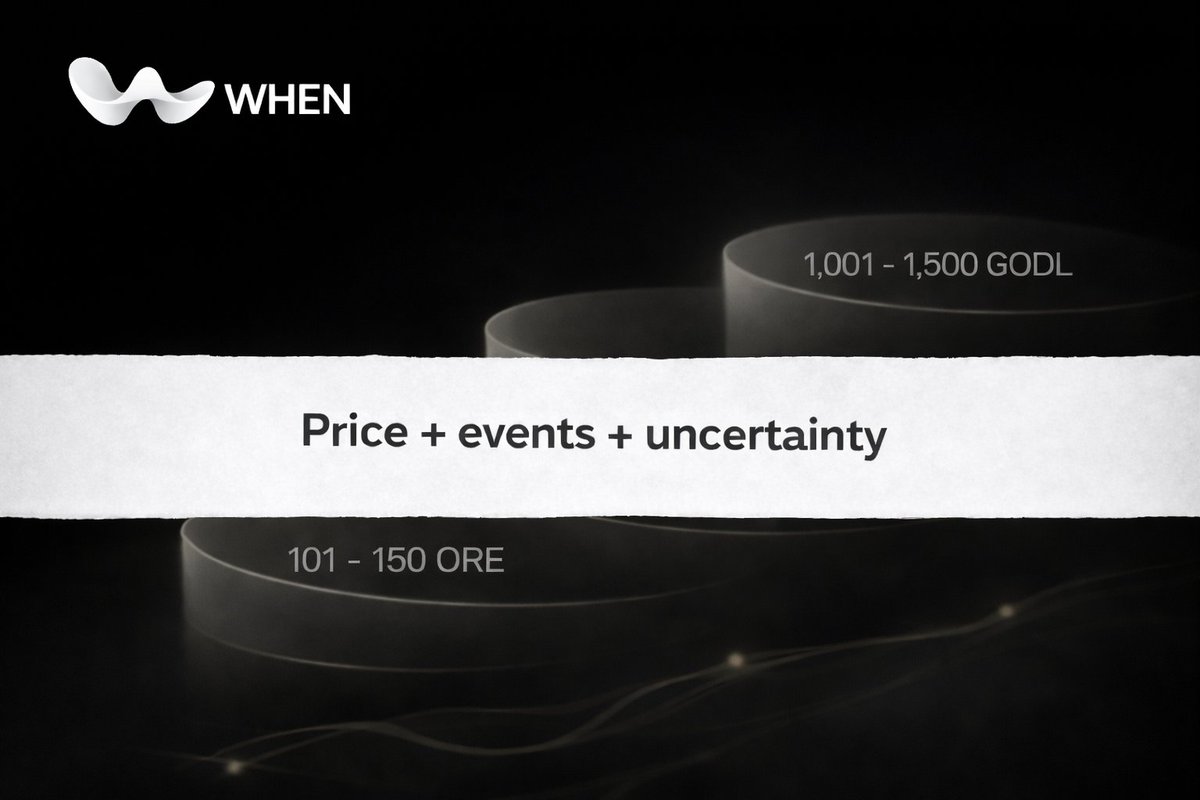 WhenMarkets's tweet image. We didn’t build WHEN on @solana just for one market. 

Motherlode prediction is our first product, not the destination. 

Range based predictions open the door to new ways of interacting with outcomes. 

$ORE $GODL