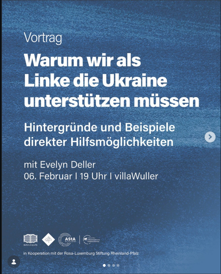 Die "antifaschistische" 🇺🇦-Expertin Evelyn Deller, die in Trier und in Erfurt auf von der <a href="/rosaluxstiftung/">🔴 Rosa-Luxemburg-Stiftung</a> unterstützten Veranstaltungen referieren wird, würdigt öffentlichtlich die #Asow-Nazi-Brigade u.a. wegen der "wichtigen Arbeit", die sie als "Elite-Einheit" leisten würde.