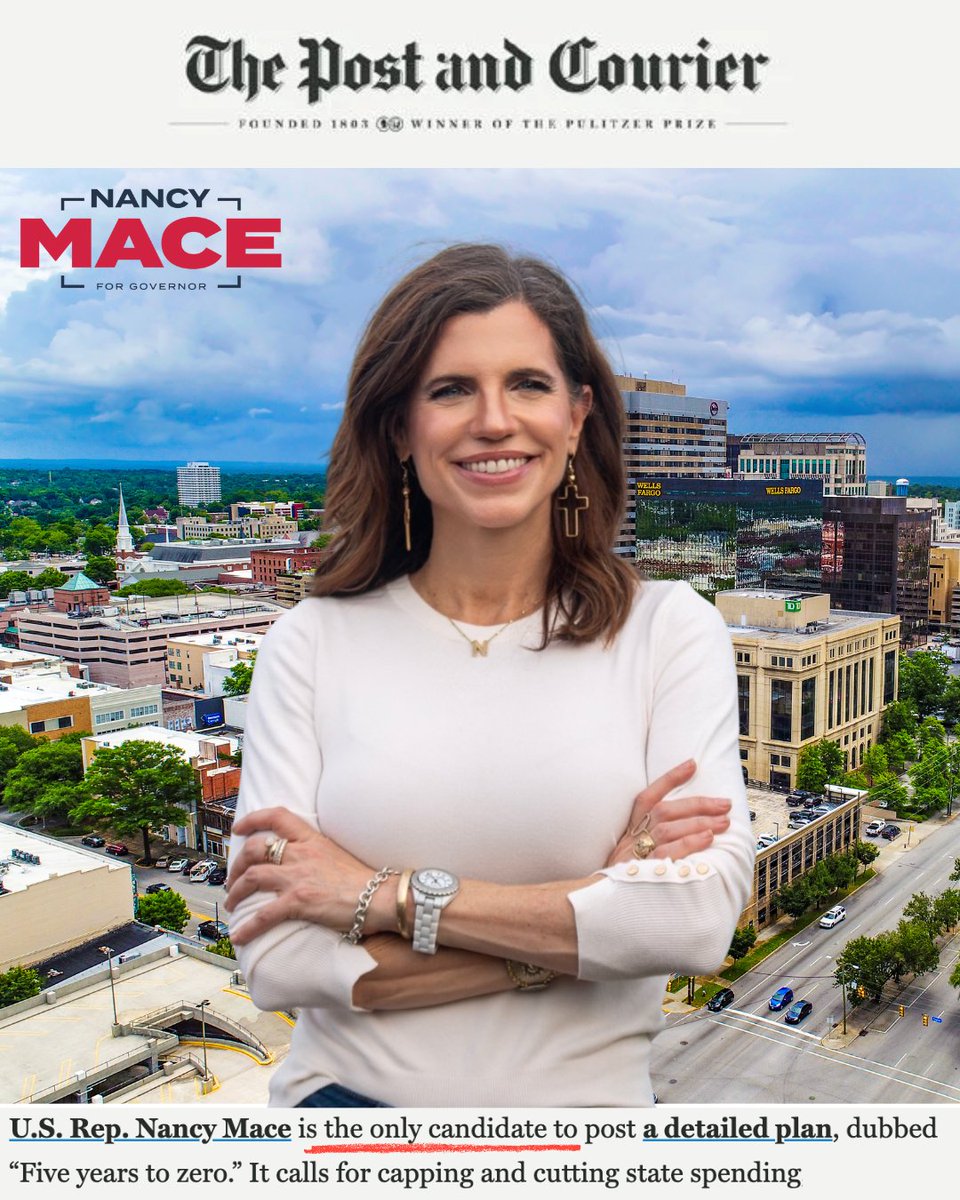 Post &amp; Courier confirms: Nancy Mace is the ONLY candidate with a detailed plan to eliminate SC income tax.

Support the only candidate putting your money back in your pocket:
Nancymace.org