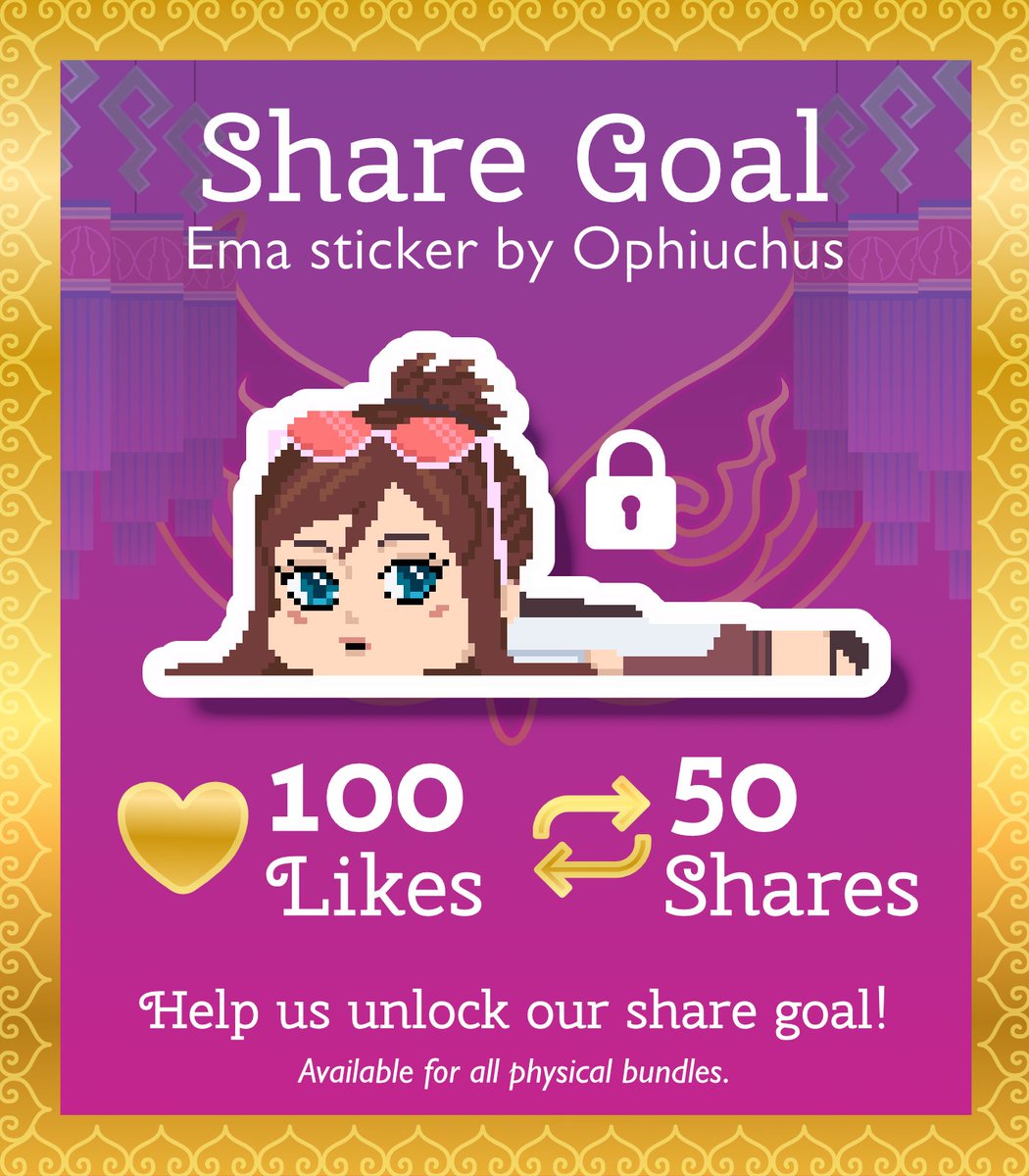 📢Announcing: Share Goal🔥

Like and share this post in order to unlock this Die-Cut Sticker of one of Ema's Shimeji poses 🐉

Art by Ophi!