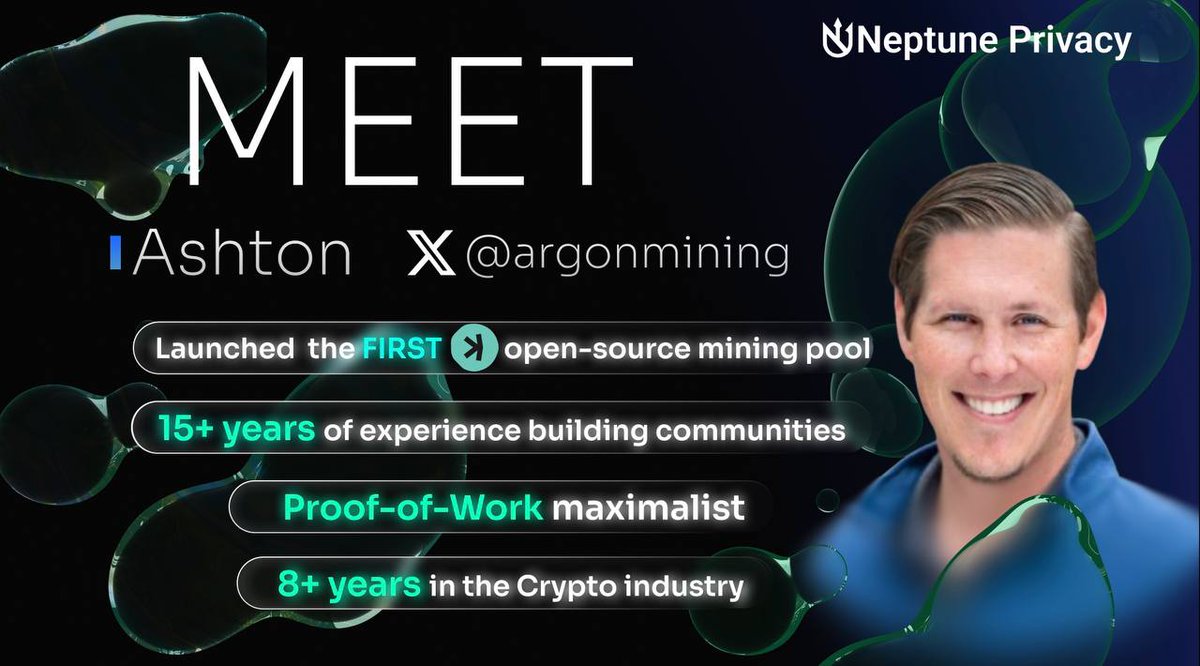 Neptune just prepared for the next phase of adoption.

<a href="/argonmining/">Ashton</a> joined the $XNT movement.
• 15+ years building teams and communities
• 8+ years in crypto across infrastructure, protocols, and ecosystem growth
• Proof-of-Work maximalist and advocate for