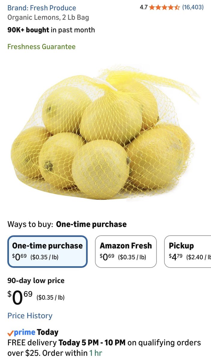 2LBS OF LEMONS FOR $0.69 CENTS (AMAZON FRESH) Normally $4+ at most