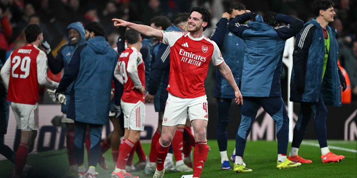 premierleague's tweet image. Kai Havertz sends @Arsenal to Wembley! 🙌

His 97th minute goal seals a 1-0 win on the night, and a  4-2 win on aggregate in the EFL Cup semi-final against @ChelseaFC to reach the final