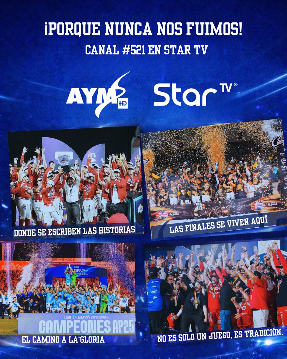 AYMsports's tweet image. Ahora ya pueden ver las mejores ligas mexicanas por @StarTVMx, si, los de la antena amarilla. Sintoniza el canal 521 y siguenos día a día. 

#StarTV tus canales más cerca de ti. 

#AYMSports 🥎⚽️⚾️🏀🏈🎾🏐