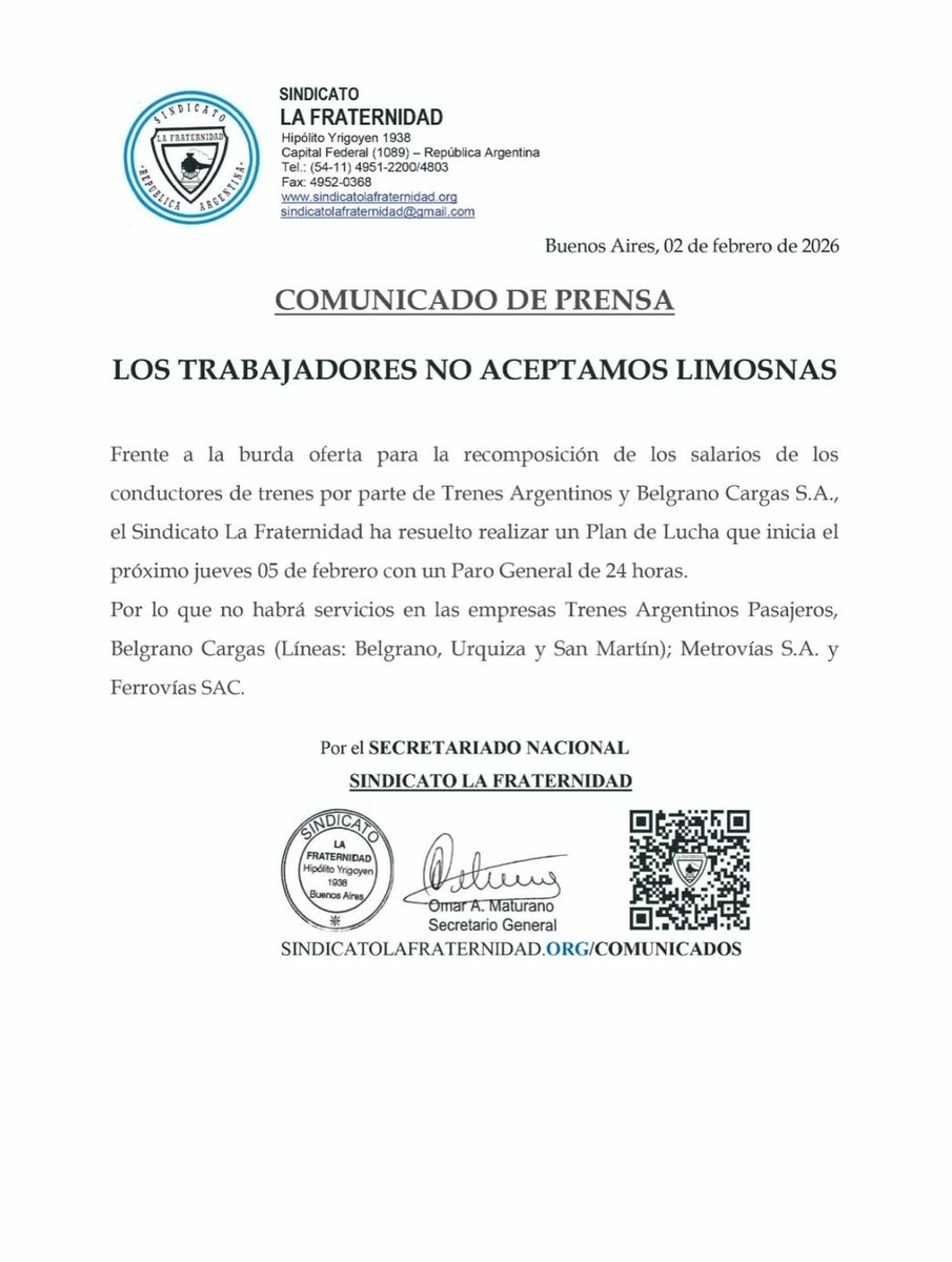 Paro de trenes del jueves 5 de febrero 🚆#trenroca #parodetrenes