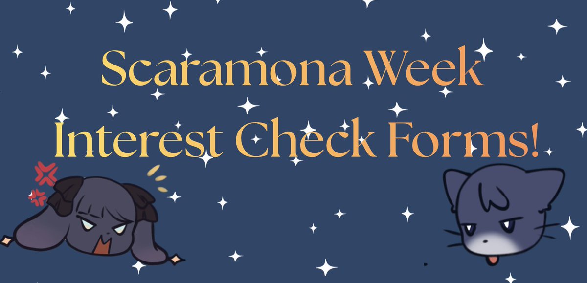 Hello! (˶ᵔ ᵕ ᵔ˶) We're collecting thoughts for another Scaramona Week soon, please fill out ⁨⁨⁨⁨near.tl/sm/5wAYnRUfC⁩⁩⁩ so we can find out which prompts and themes everyone would like!

#scaramona