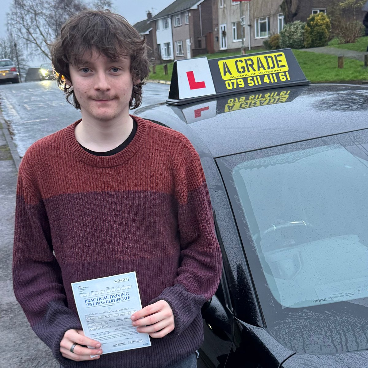 A_Grade_som's tweet photo. Congratulations to Mikey on passing his driving test 1st time at Cardiff Test Centre this afternoon. Well done Mikey, you’ve made the grade :D   #makingthegrade #A_Grade_som #happylicenceday #drivinglessonsbassaleg  #1sttimepass https://t.co/MHltKlh8we