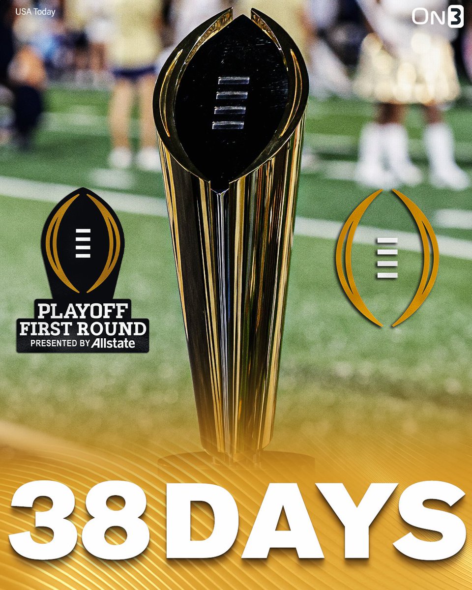 On3's tweet image. NEW: The College Football Playoff announced the dates and bowl sites for its upcoming quarterfinal and semifinal games🗓️

38 days separate the First Round and the National Championship🫠

on3.com/news/college-f…