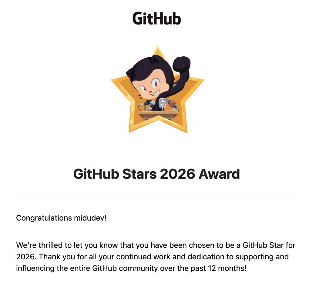 midudev's tweet photo. ¡Qué ilusión! GitHub me ha reconocido como Star por sexto año consecutivo.

Gracias a toda la comunidad por hacerlo posible.
Seguimos creando :) https://t.co/OOvQtvpRbf