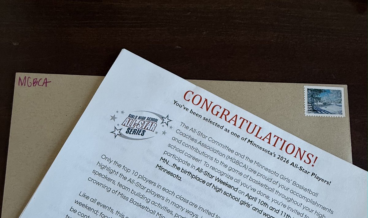 MNgbballAllStar's tweet photo. It's that time of the year! Invites for the 2026 All-Star weekend are in the mail! ✔ We're excited! The All-Star series features the top 40 seniors in the state(10 per class)! The All-Star game will be held April 11th and we're headed back to Northfield! https://t.co/Q96a93r1ip