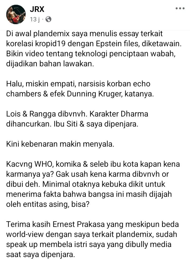 anjingkmpng's tweet image. "IDI Kacung WHO"
.
Kasus yang buat bli Jrx masuk Penjara tahun 2020-2021, pas
Sekarang dibongkar dokumen Epstein cukup kaget juga soal argumen waktu itu sekarang benar jing.
.
Suksma mewali, Bli