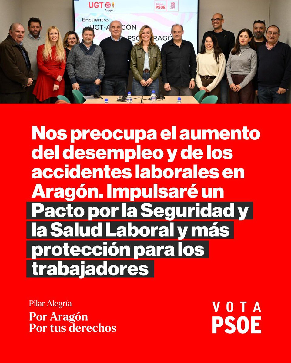Gracias a mis compañeros y compañeras de <a href="/UGTAragon/">UGT Aragón</a>. Mejorar la seguridad de los trabajadores y las trabajadoras es una cuestión prioritaria. Debemos poner en marcha un Pacto autonómico para mejorar la protección. 

#PorAragón #PorTusDerechos #8F