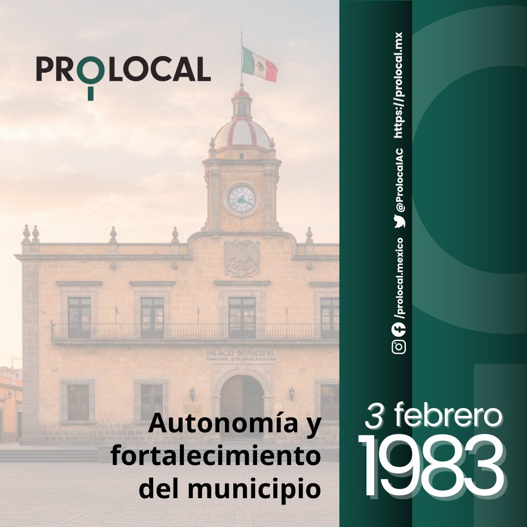 La reforma al artículo 115 constitucional fortaleció la autonomía municipal, consolidó los servicios públicos 🚰 y estableció una base económica propia.💰

Un avance fundamental para el desarrollo y la gestión de los gobiernos locales en México.

#Prolocal