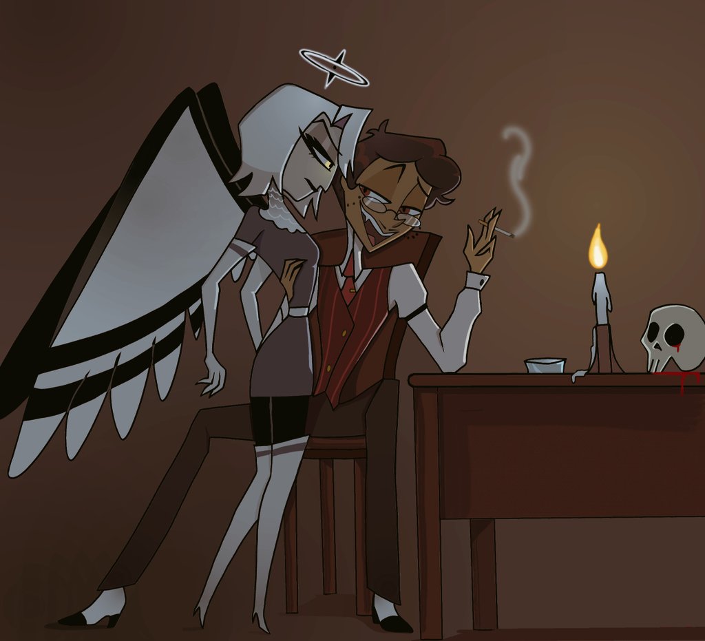 He's really telling his exploits to an angel~ 💬

#vaggastor #Vaggistor #Alastorhuman #vaggie #HazbinHotel