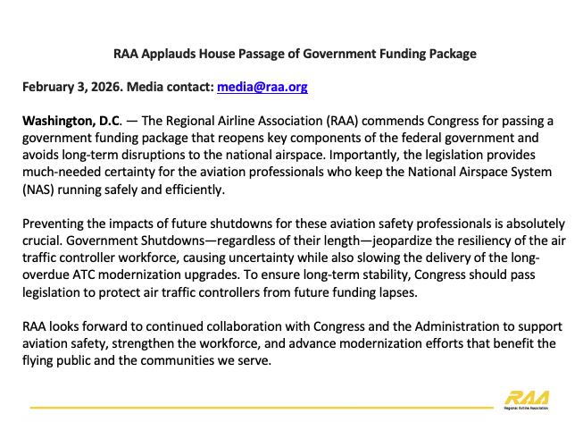 Regional Airline Association tweet media