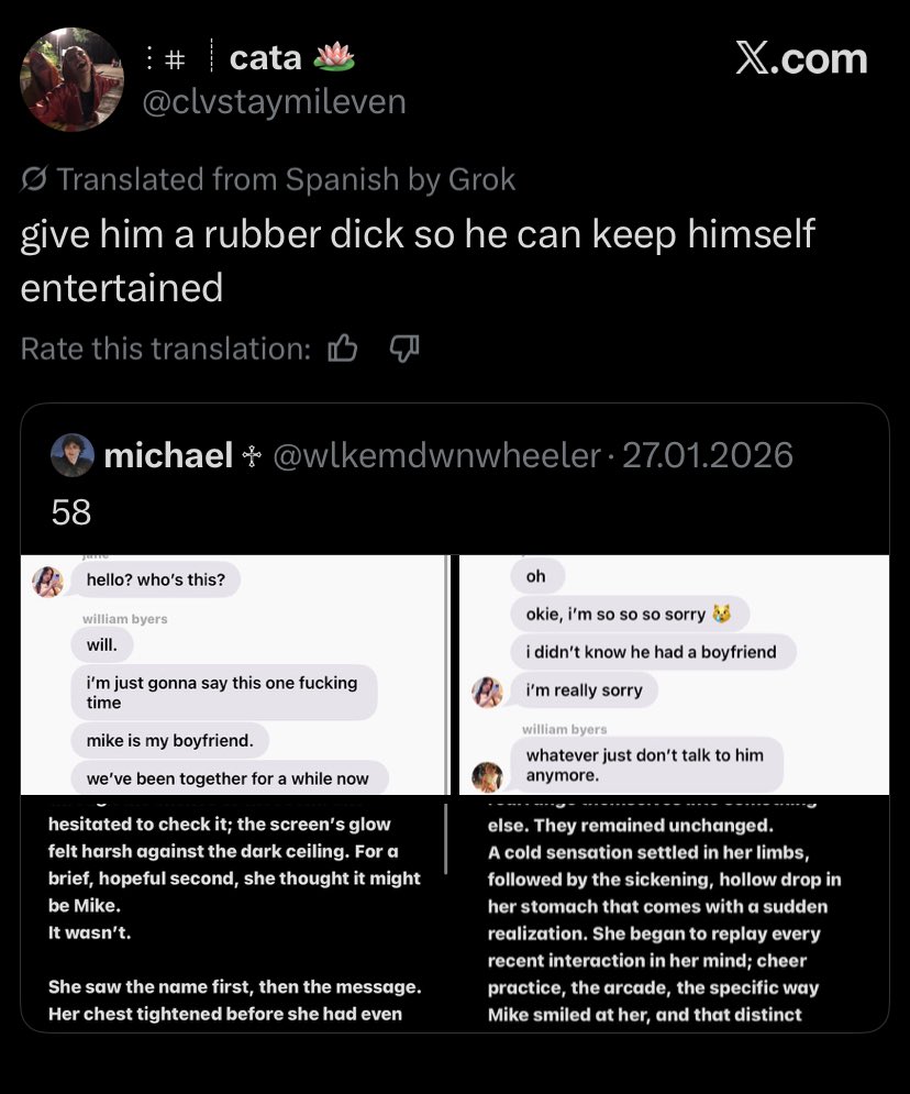 I’ll willingly do it for you because it sure as hell can’t be worse than whatever the fuck is going on here with another au of milevens putting will into the classic predator gay character trope