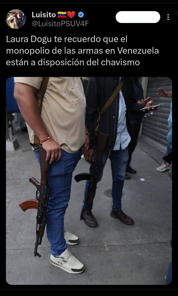 Fantasma_956's tweet photo. Tarado de las Redes, chulo endógeno del chavismo, amenaza publicamente a la Encargada de Negocio de los EEUU Laura Dogo con los Colectivos y su armamento de Guerra. El líder de la célula para militar Los #Patuleitor @LuisitoPSUV4F así se manifestó.
@SecRubio @usembassyve https://t.co/DwRsxUSjZK