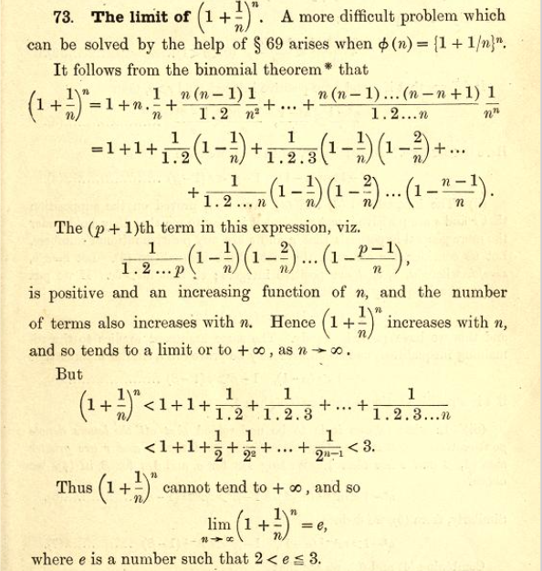 G.H. Hardy on "The limit of (1+1/n)^n"