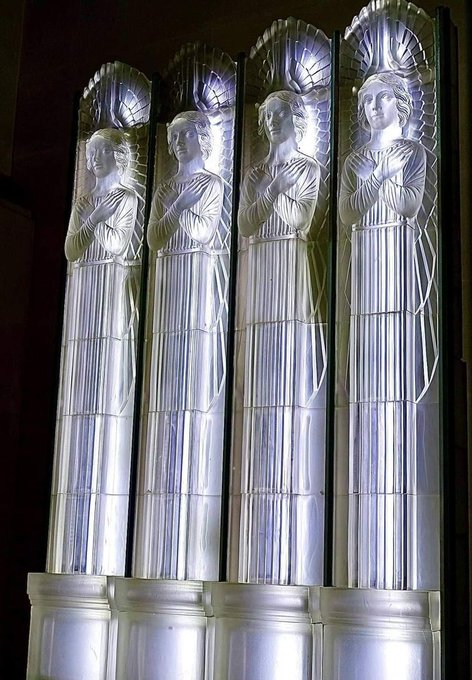 xmuse_'s tweet photo. René Lalique’s Art Deco angels at St Matthew’s Church in Jersey. 

The only surviving full church commission by Lalique in the world. ✨ https://t.co/r2ToFBfqaq